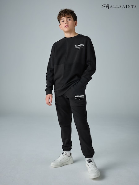 smALLSAINTS Black Underground Oversized Textured Panel Sweatshirt and Joggers Set (H19733) | £44 - £48