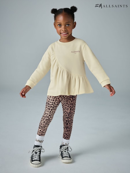 smALLSAINTS Light Yellow Ruched Top and Leggings Younger Girl Set (H19823) | £30 - £32
