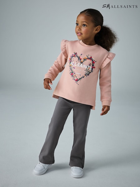 Mid Pink Frill Long Sleeve Top and Flared Leggings Younger Girl Set (H19843) | £30 - £32