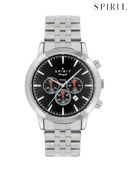 Spirit Polished Pale Silver Tone Chronograph Watch with Brushed Shoulders (H19852) | £60