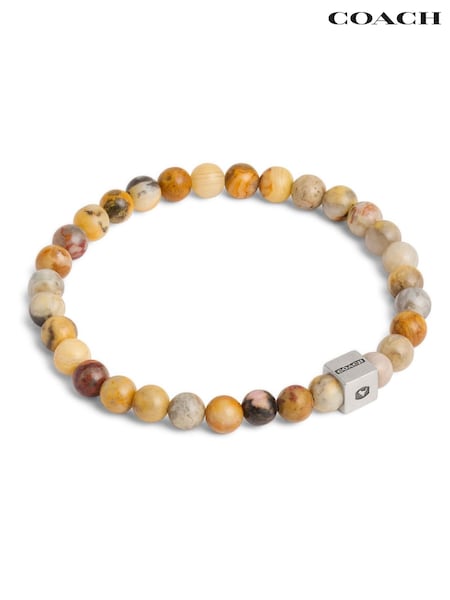 COACH Brown Mens Signature Agate Bead Stretch Bracelet (H19863) | £95