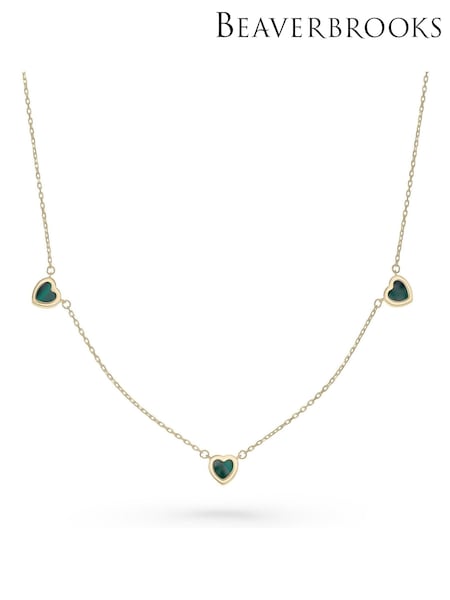 Beaverbrooks 9ct Yellow Gold Malachite Heart Necklace (H19888) | £325