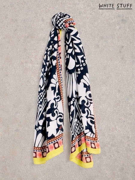 White Stuff Blue Calypso Printed Scarf (H19945) | £25