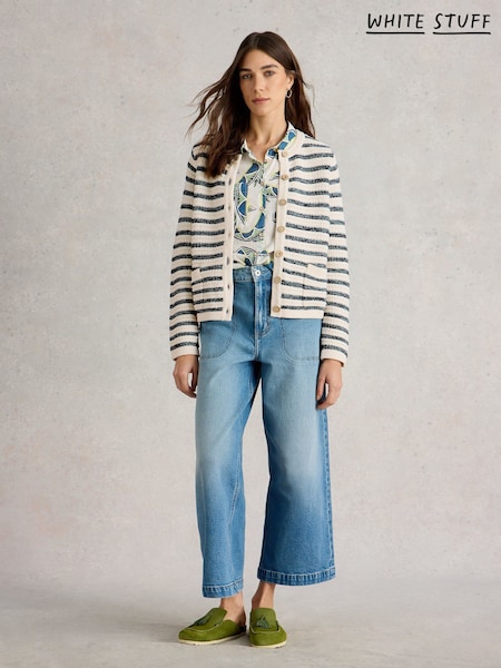 White Stuff Blue Belle Stitchy 100% Organic Cotton Cardigan (H19955) | £59