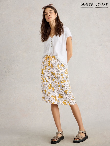 White Stuff Yellow Evie Linen Blend Skirt (H19965) | £59