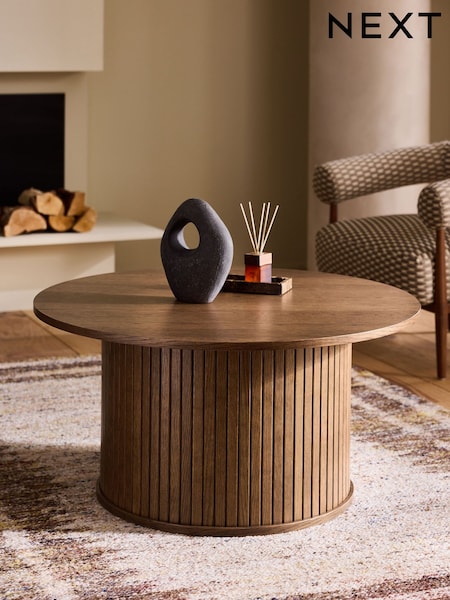 Dark Natural Hyde Oak Veneer Tambour Coffee Table (H20009) | £299