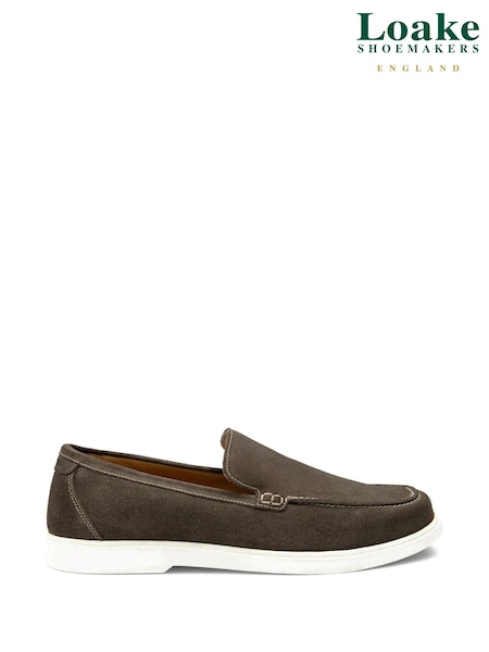 Loake Grey Suede Apron Front Slip On Loafers (H20049) | £149