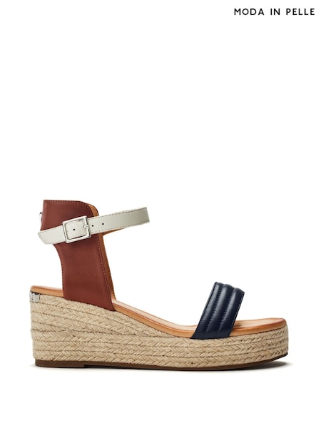 Moda in Pelle Kolanthia Padded Leather Vamp Espadrile Wedges (H20060) | £89