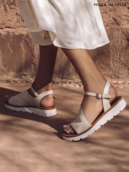 Moda in Pelle Moire Asymmetric Flexi Leather Sandals (H20063) | £89