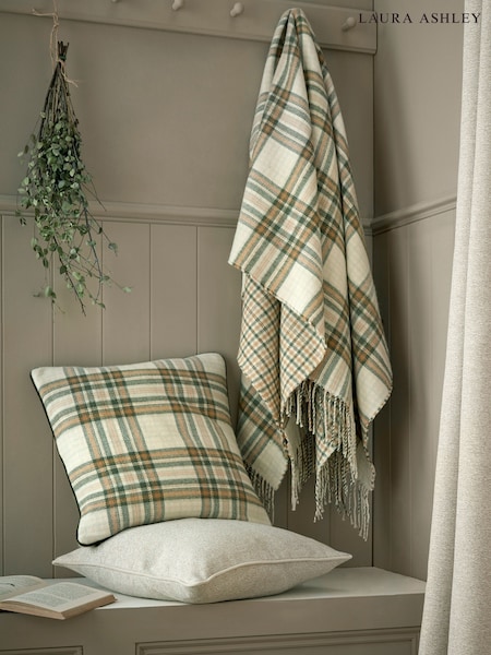 Laura Ashley Olive Padbury Check Throw (H20090) | £65