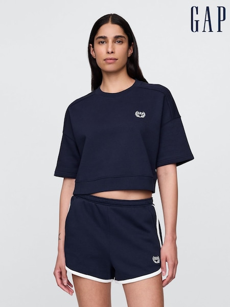 Gap Navy/Blue VintageSoft Cropped Elbow-Sleeve Sweatshirt (H20093) | £30