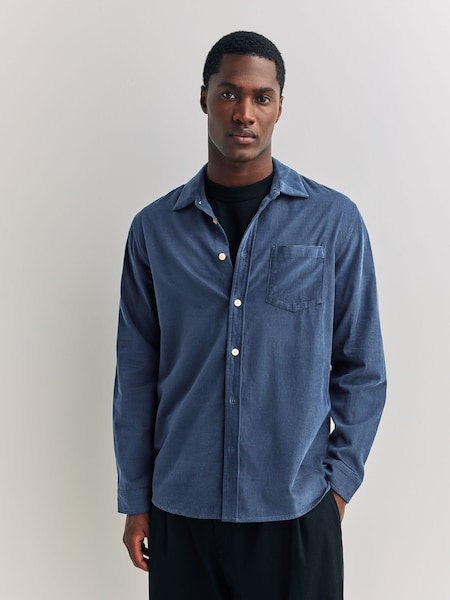 Folk Blue Direction Babycord Shirt (H20109) | £120