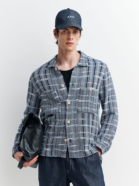 Folk Blue Patch Overshirt (H20118) | £180