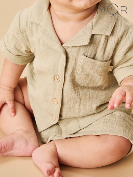 MORI Green 100% Cotton Muslin Shorts (H20137) | £22 - £24