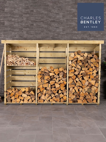 Charles Bentley Natural FSC Wooden Triple Garden Log Store (H20151) | £337
