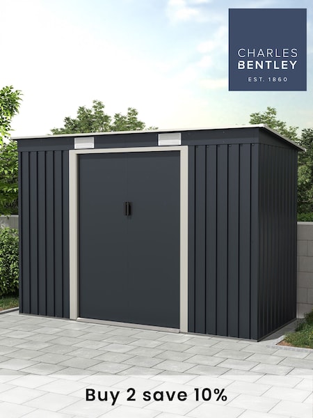 Charles Bentley Grey 8.6ft x 4ft Metal Garden Shed (H20154) | £337