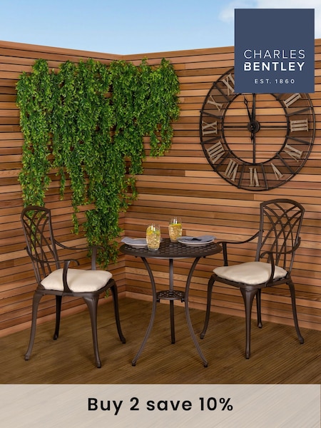 Charles Bentley Brown Cast Aluminium 3Pc Garden Bistro Set (H20155) | £190