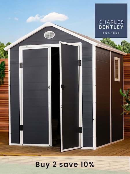 Charles Bentley Grey 6.3ft x 6.2ft Plastic Garden Shed (H20159) | £560