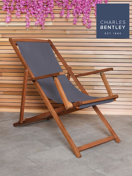 Charles Bentley Grey FSC Wooden Garden Deck Chair (H20162) | £67