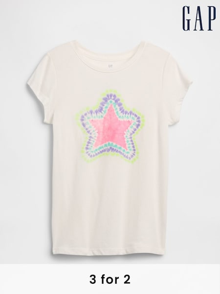 Gap White Star Graphic Short Sleeve T-Shirt (4-13yrs) (H20228) | £10