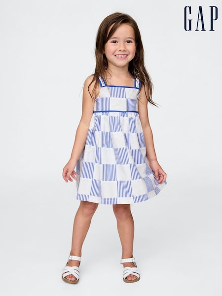 Gap Blue Sleeveless Poplin Patchwork Dress (6mths-5yrs) (H20291) | £35