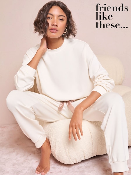 Friends Like These Ivory Premium Contrast Nightwear Top (H20294) | £28