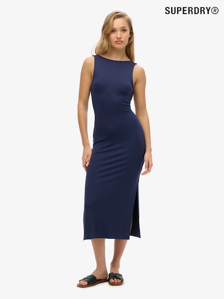 Superdry Blue Jersey Twist Back Midi Dress (H20397) | £45