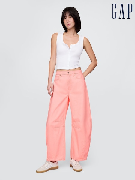 Gap Pink Neon Cotton High Waisted Ankle Length Horseshoe Jeans (H20400) | £55