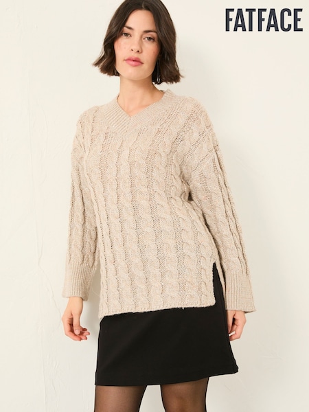 FatFace Maeve Natural Cable Knitted Sparkle Jumper (H20412) | £65