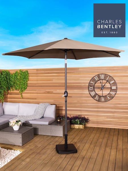 Charles Bentley Taupe Stylish Garden Parasol with Crank (H20420) | £45