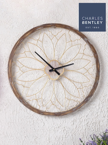 Charles Bentley Natural Wood Ullswater Wood Effect Garden Wall Clock (H20422) | £45