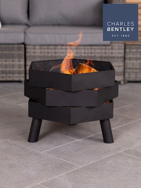 Charles Bentley Black Abstract Design Steel Garden Fire Pit (H20425) | £55