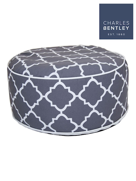 Charles Bentley Grey Patterned Outdoor Inflatable Garden Foot Stool (H20428) | £26