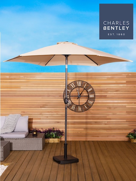 Charles Bentley Beige Stylish Garden Parasol with Crank (H20436) | £45