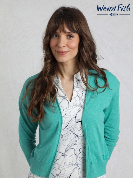 Weird Fish Blue Limon Outfitter Slub Lightweight 100% Cotton Cardigan (H20495) | £40