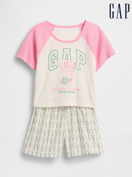 Gap White Minnie Mouse & Daphne Duck Disney Short Sleeve Short Pyjama Set (6-13yrs) (H20618) | £30