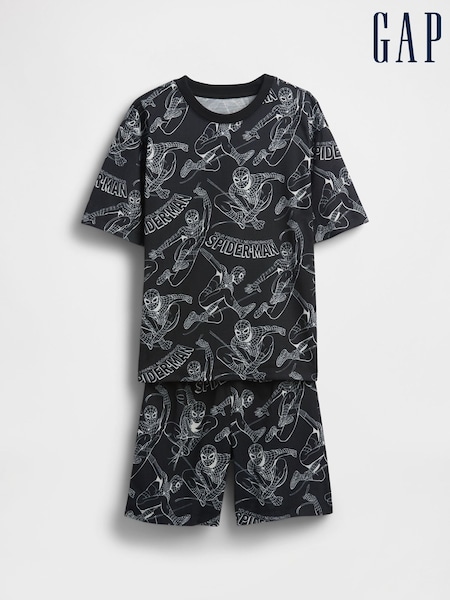 Gap Black/White Marvel Spider-Man Pyjama Short Set (6-13yrs) (H20619) | £30