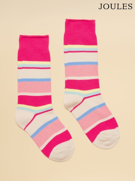 Joules Kids' Wader Pink Multi Welly Sock (H20688) | £6.95