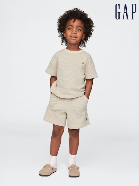 Gap Beige Brannan Bear Textured T-Shirt & Shorts Outfit Set (6mths-5yrs) (H20773) | £30