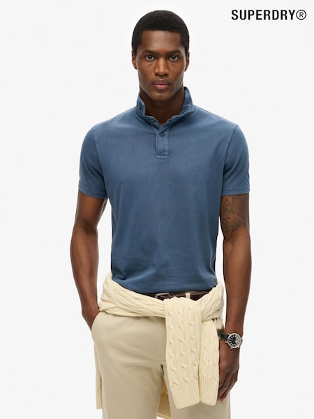 Superdry Blue Essential Jersey 100% Cotton Polo Top (H20891) | £35
