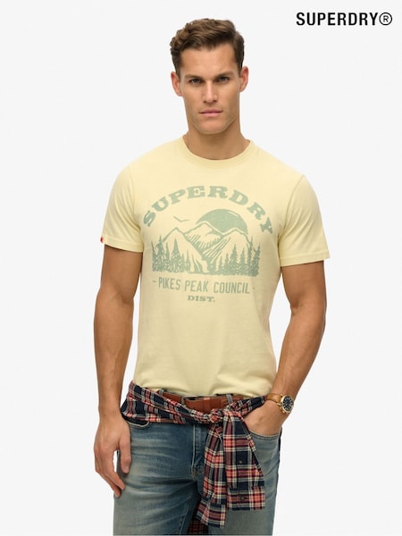 Superdry Yellow Lo-Fi Outdoor Mono Relaxed 100% Cotton T-Shirt (H20892) | £30