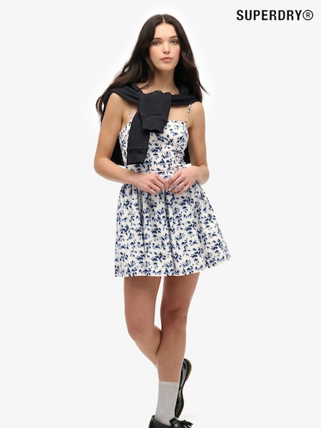 Superdry Blue/White Corset Cami Mini Dress (H20893) | £45