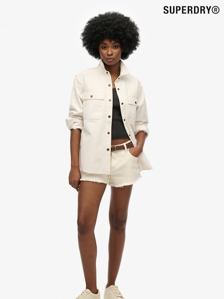 Superdry White Workwear 100% Cotton Overshirt (H20900) | £65