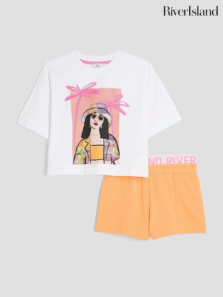 River Island Orange Girls 100% Cotton Runner Set (H20910) | £18
