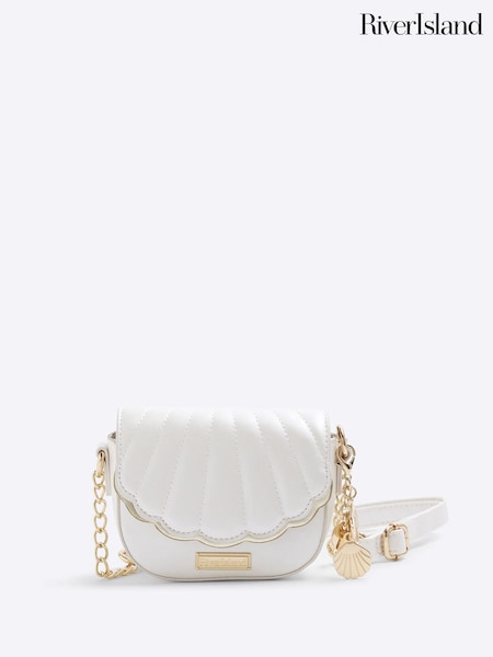 River Island White Girls Faux Leather Shell Cross-Body Bag (H20914) | £20