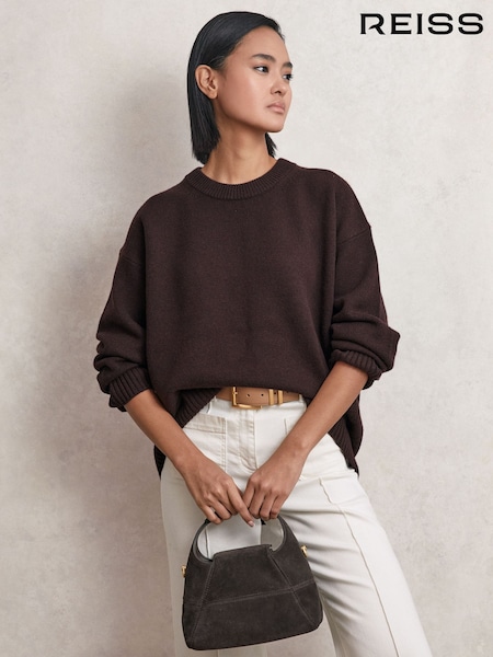 Reiss Plum Ella Wool-Cashmere Crew-Neck Jumper (H20927) | £130