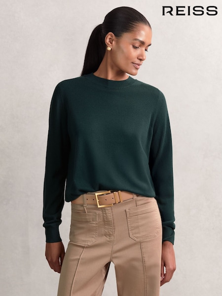 Reiss Green Hester Merino Wool Crew-Neck Jumper (H20943) | £88