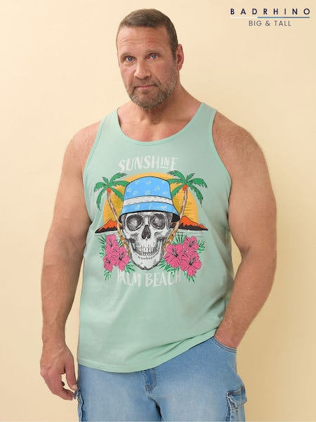 BadRhino Big & Tall Green Sunshine Palm Beach 100% Cotton Vest (H20945) | £17