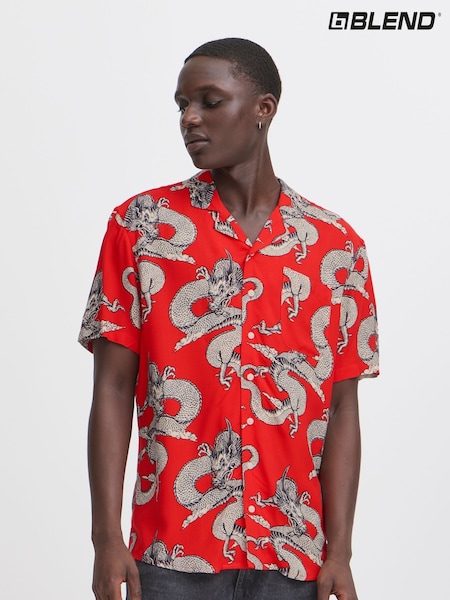 Blend Red Dragon Print Resort Short Sleeve Shirt (H20958) | £35