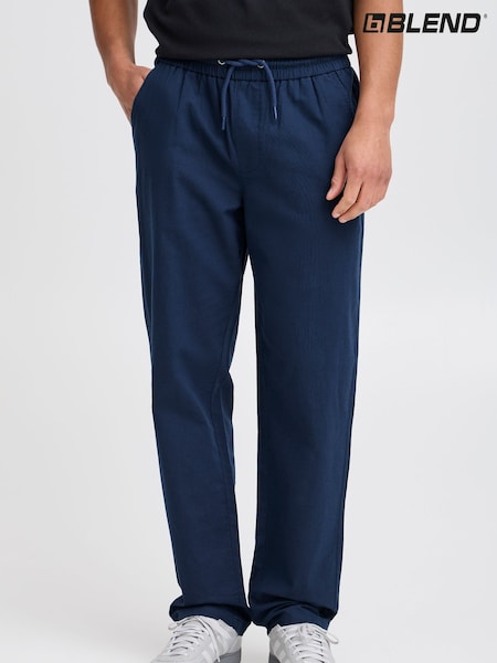 Blend Blue Regular Fit Linen Mix Trousers (H20975) | £35
